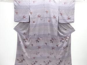 横段に辻ヶ花模様付け下げ小紋着物